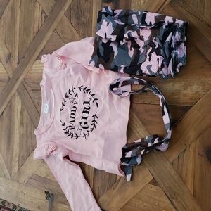 3PCS Top , bottom & hair tie 95% cotton & 5 % spandex